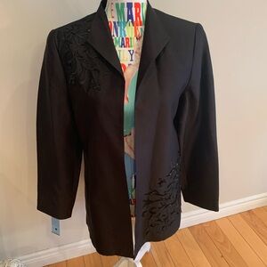NWT 100% Silk Women's Sequinned Embroidered Open-Front Blazer by Victor Costa